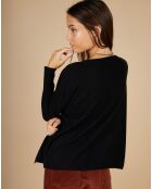 Pull poncho 100% Cachemire Alizée col rond noir