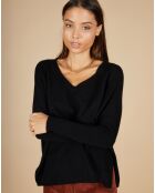 Pull poncho 100% Cachemire Emma col V noir