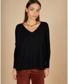 Pull poncho 100% Cachemire Emma col V noir