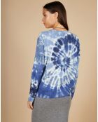 Pull en Laine & Cachemire Cassiopée tie & dye col rond bleu