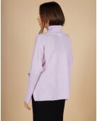 Pull poncho 100% Cachemire Lola col roulé lilas