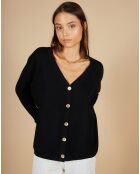 Cardigan 100% Cachemire Alisson col V ample noir