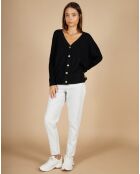 Cardigan 100% Cachemire Alisson col V ample noir