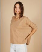 Pull poncho 100% Cachemire Emma col V camel