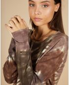 Pull en Laine & Cachemire Cassiopée tie & dye col rond chocolat