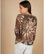 Pull en Laine & Cachemire Cassiopée tie & dye col rond chocolat