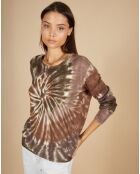 Pull en Laine & Cachemire Cassiopée tie & dye col rond chocolat