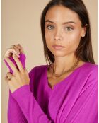 Pull poncho 100% Cachemire Emma col V violet fluo