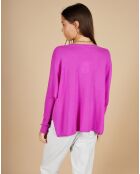 Pull poncho 100% Cachemire Emma col V violet fluo