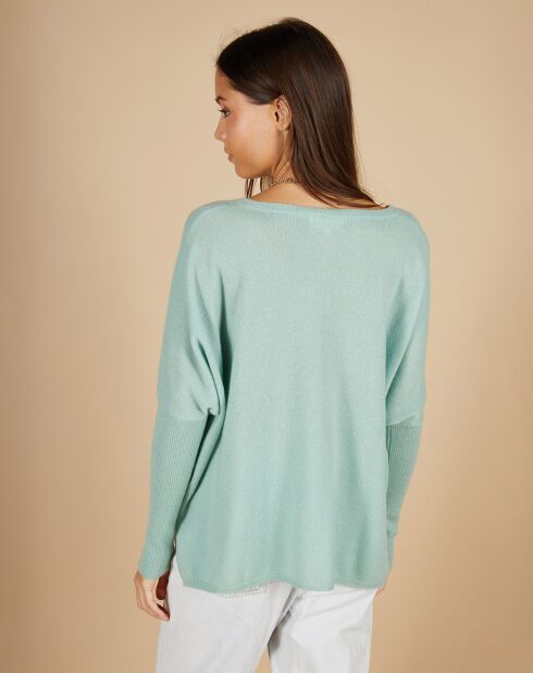 Poncho large 100% Cachemire Emma col V amande