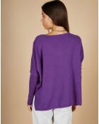 Pull poncho 100% Cachemire Emma col V aubergine