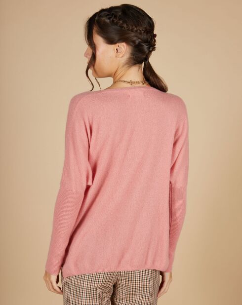 Pull poncho 100% Cachemire Alizée col rond bois de rose