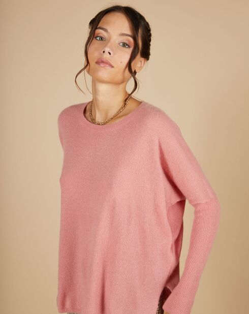 Pull poncho 100% Cachemire Alizée col rond bois de rose