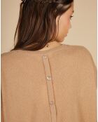 Pull 100% Cachemire manches courtes Charline boutons au dos camel