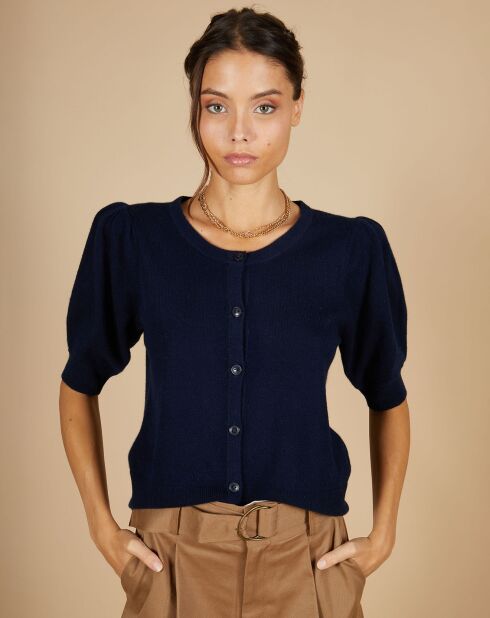 Cardigan 100% Cachemire Claire manches ballon nuit