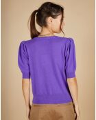 Cardigan 100% Cachemire Claire manches ballon violet