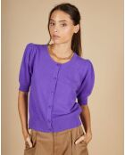 Cardigan 100% Cachemire Claire manches ballon violet