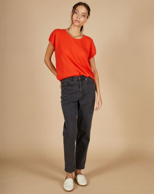 Pull 100% Cachemire Laurène manches courtes orange