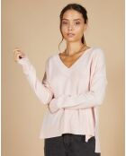 Pull 100% Cachemire Iris Col V profond oversize blush