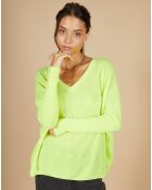 Pull poncho 100% Cachemire Emma col V jaune fluo