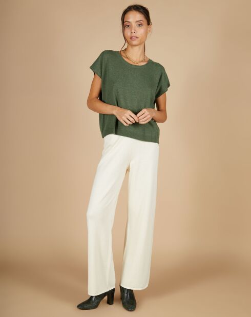 Pantalon en Coton & Cachemire Salomé blanc cassé