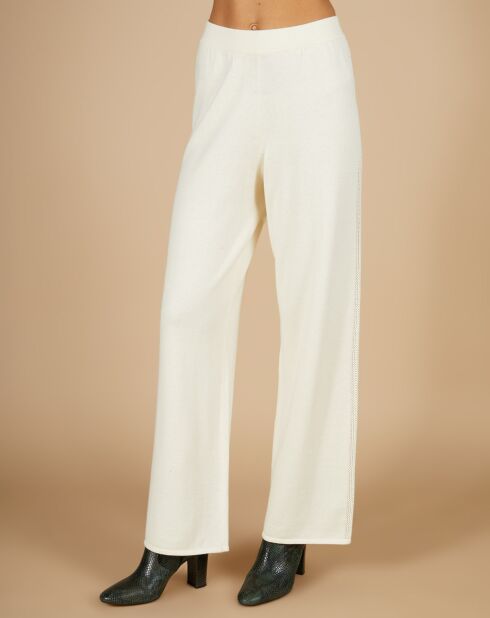 Pantalon en Coton & Cachemire Salomé blanc cassé