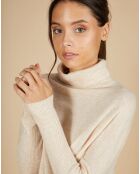 Pull poncho 100% Cachemire Lola  col roulé beige chiné