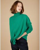 Pull poncho 100% Cachemire Lola col roulé vert impérial