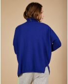 Pull poncho 100% Cachemire Lola col roulé bleu outremer