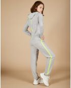 Jogging 100% Cachemire Coralie gris chiné clair/jaune fluo