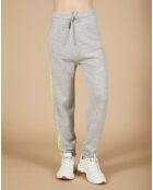 Jogging 100% Cachemire Coralie gris chiné clair/jaune fluo