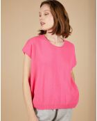 Pull 100% Cachemire manches courtes Charline boutons au dos tulipe