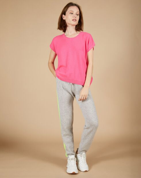 Pull 100% Cachemire manches courtes Charline boutons au dos tulipe
