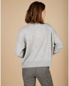 Pull en Laine & Cachemire Paloma col polo gris chiné clair