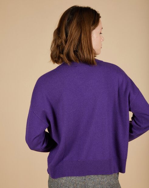 Pull en Laine & Cachemire Paloma col polo aubergine