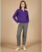 Pull en Laine & Cachemire Paloma col polo aubergine