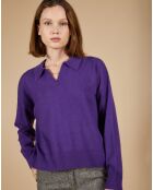 Pull en Laine & Cachemire Paloma col polo aubergine