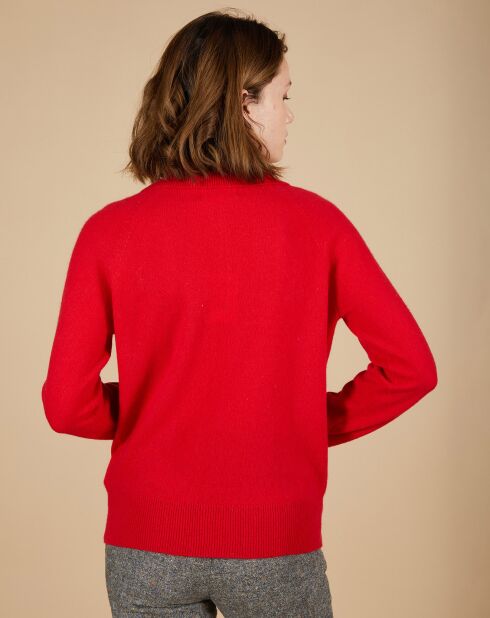 Pull 100% Cachemire Audrey col zippé rouge carmen