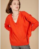 Pull ample 100% Cachemire Isidore col V orange