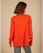 Pull ample 100% Cachemire Isidore col V orange