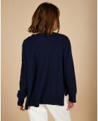 Pull 100% Cachemire Iris Col V profond oversize nuit