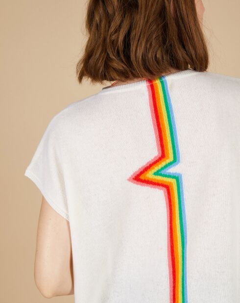 Pull 100% Cachemire Marion à bandes au dos écru