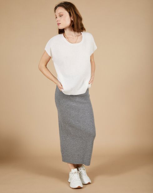 Pull 100% Cachemire Marion à bandes au dos écru