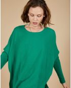 Pull poncho 100% Cachemire Alizée col rond vert impérial