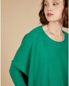 Pull poncho 100% Cachemire Alizée col rond vert impérial