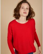 Pull poncho 100% Cachemire Alizée col rond rouge carmen