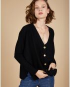 Cardigan 100% Cachemire Alisson col V ample noir