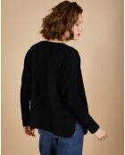 Cardigan 100% Cachemire Alisson col V ample noir