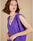 Pull 100% Cachemire Bella épaulettes violet