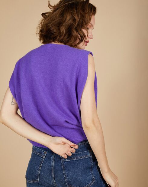 Pull 100% Cachemire Bella épaulettes violet